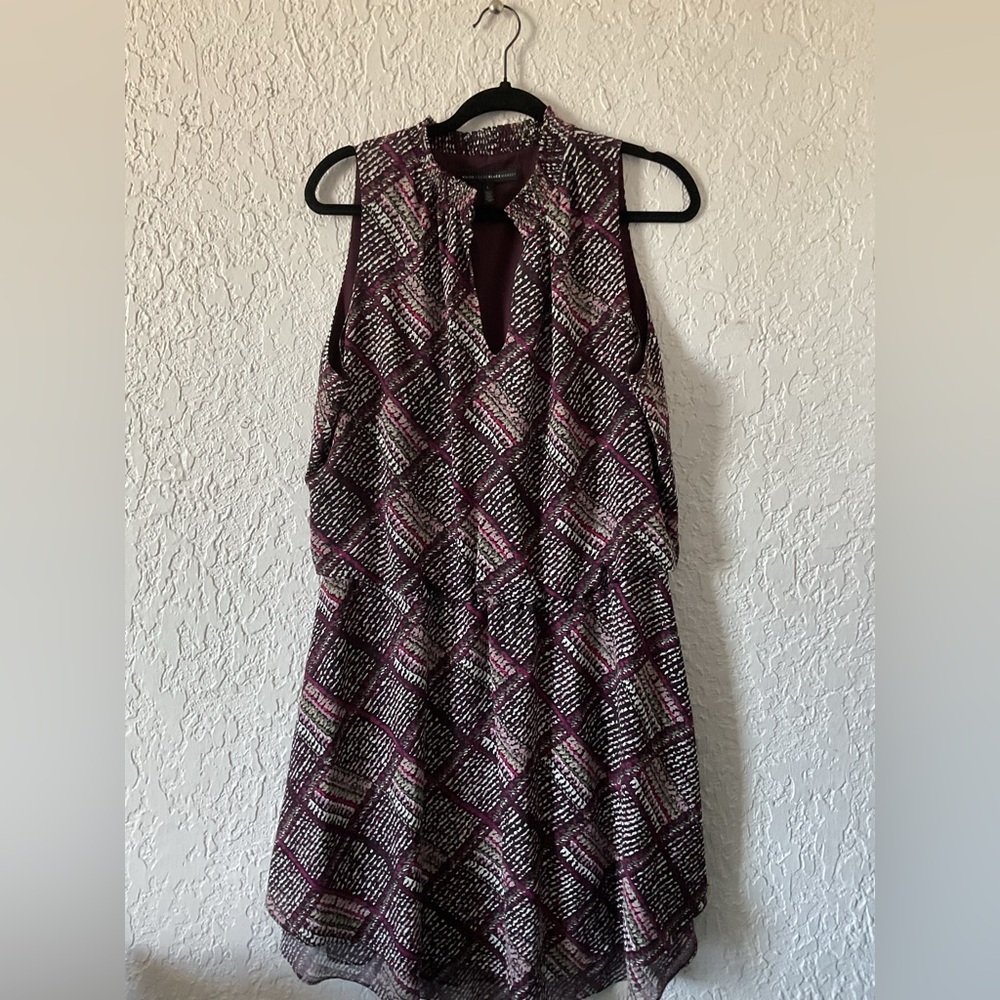 White House Black Market Burgundy and White Patterned Midi Dress